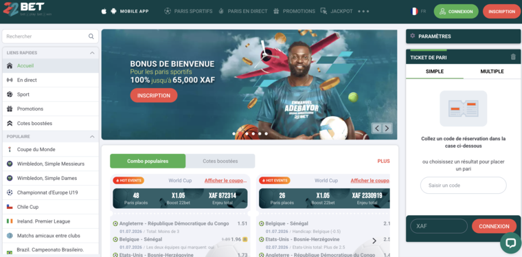 22bet Magyarországon, sportfogadás kezdőoldal