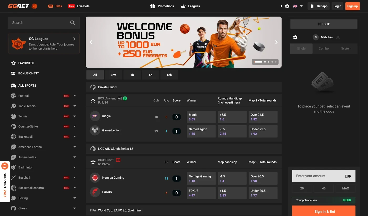 E-sport piacok a GGBET-en